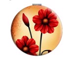 Taskespejl; rød flora - sødt lille makeup spejl til tasken 